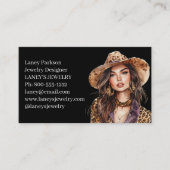 Luipaardprint Model Mode Sieraden Ontwerper Visitekaartje (Voorkant)