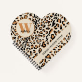 Luipaardprint Modern Monogram Hartvormig Notitieboek (Voorkant)