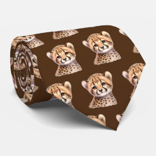 Luipaardprint Moderne Kawaii Cute Jachtluipaard Ba Stropdas