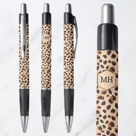 Luipaardprint Monogram Beginletters Meisjesachtig  Pen