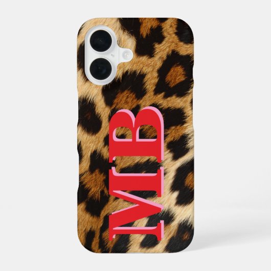 Luipaardprint Monogram iPhone 16 Hoesje (Achterkant)