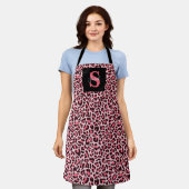Luipaardprint Monogram Mode Heet Roze Schort (Gedragen)