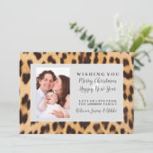 Luipaardprint Nieuwjaar Kerstfoto Feestdagenkaart (Staand voorkant)