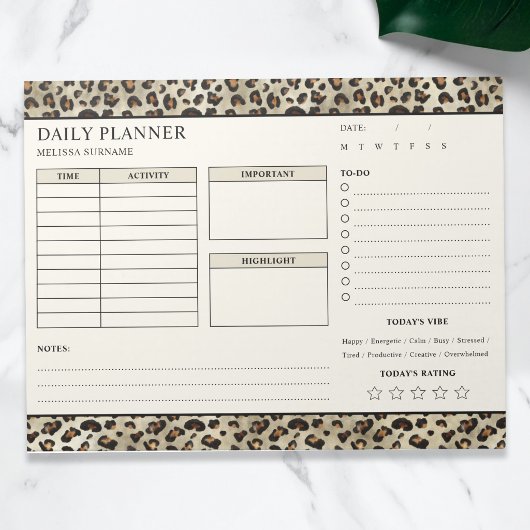 Luipaardprint Ongedateerde Dagelijkse Planner Te D Notitieblok