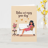 Luipaardprint Ontspan Geniet Kaart (Gele Bloem)