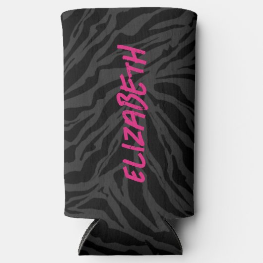 Luipaardprint op houtskool seltzer blikjeskoeler (Voorkant)