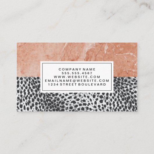 Luipaardprint | Oranje marmeren kleurblok Visitekaartje (Achterkant)