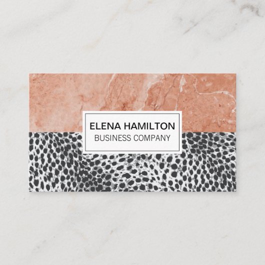 Luipaardprint | Oranje marmeren kleurblok Visitekaartje (Voorkant)