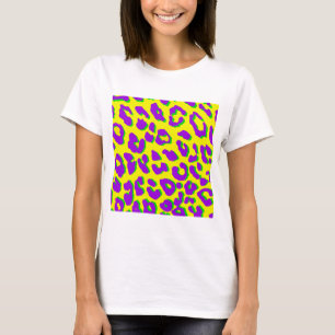 Luipaardprint Paars Geel Groen T-shirt