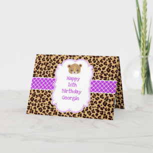 Luipaardprint Paars Quatrefoil Kaart