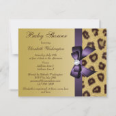 Luipaardprint, Paarse boog Baby shower Kaart (Achterkant)