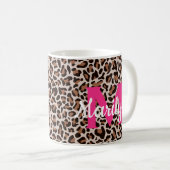 Luipaardprint Persoonlijke naam Roze koffiemok (Voorkant rechts)