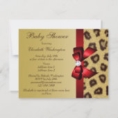Luipaardprint, rode boog Baby shower Kaart (Achterkant)