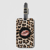 Luipaardprint Rode Lippen XOXO Bagagelabel (Voorkant (verticaal))