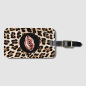 Luipaardprint Rode Lippen XOXO Bagagelabel (Voorkant (horizontaal))