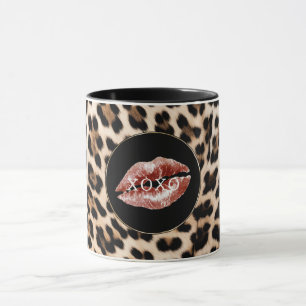 Luipaardprint Rode Lippen XOXO Mok