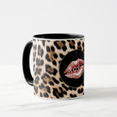 Luipaardprint Rode Lippen XOXO Mok (Voorkant links)