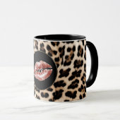 Luipaardprint Rode Lippen XOXO Mok (Voorkant rechts)