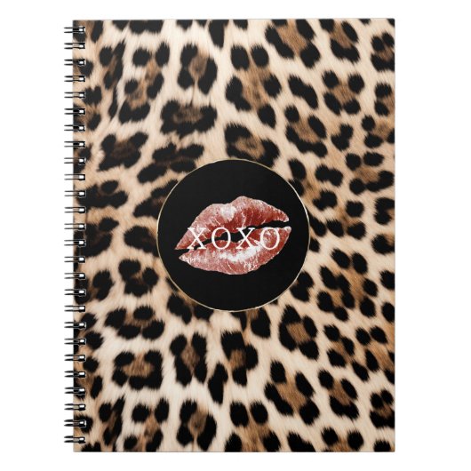 Luipaardprint Rode Lippen XOXO Notitieboek (Voorkant)