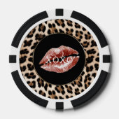 Luipaardprint Rode Lippen XOXO Poker Chips (Voorkant)