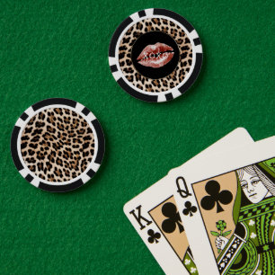 Luipaardprint Rode Lippen XOXO Poker Chips