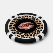 Luipaardprint Rode Lippen XOXO Poker Chips (Enkel)