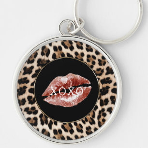 Luipaardprint Rode Lippen XOXO Sleutelhanger