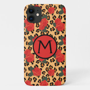 Luipaardprint & Roses Tattoo Monogram iPhone Hoesj Case-Mate iPhone Case