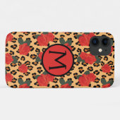 Luipaardprint & Roses Tattoo Monogram iPhone Hoesj Case-Mate iPhone Case (Achterkant (horizontaal))