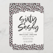 Luipaardprint roze en zwart zestig en sassy 60ste aankondiging (Voorkant / Achterkant)