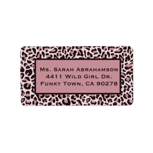 Luipaardprint Roze Goud Retouradres Label (Voorkant)