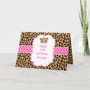 Luipaardprint Roze Quatrefoil Kaart