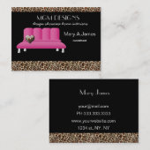 Luipaardprint roze sofa trendy interieur decorator visitekaartje (Voorkant / Achterkant)