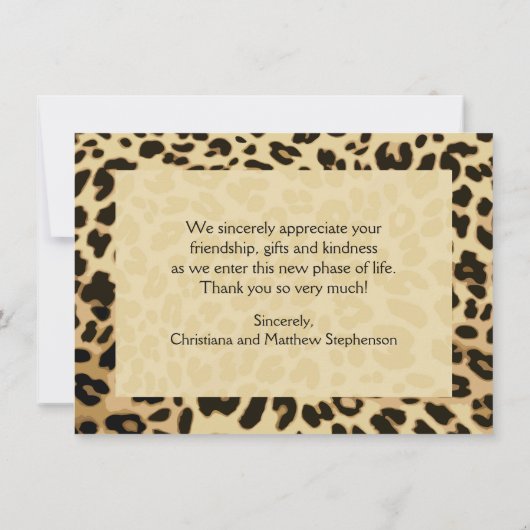 Luipaardprint Roze Strik Bedankbriefje Bedankkaart (Achterkant)