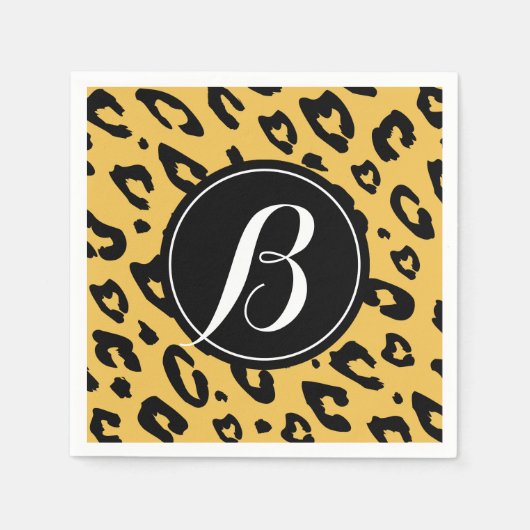 Luipaardprint servetten met gepersonaliseerd monog (Voorkant)