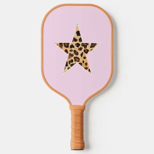 Luipaardprint Ster op Roze Pickle Ball Paddle (Voorkant)