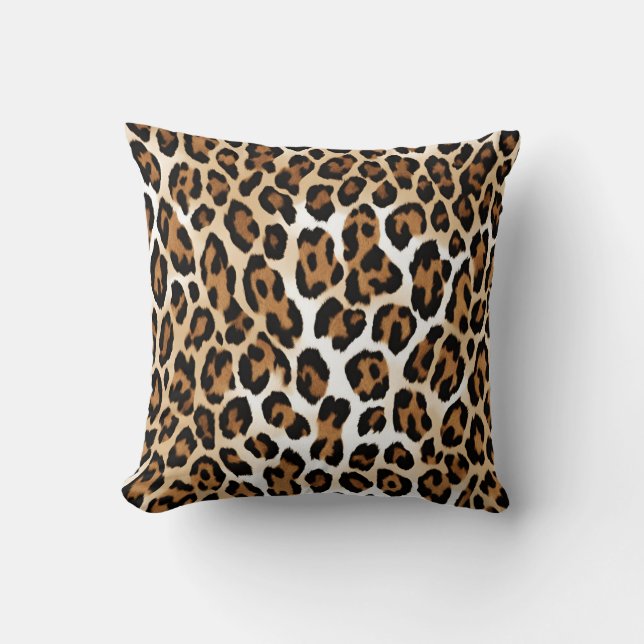Luipaardprint Taupe Wit Kussen (Voorkant)