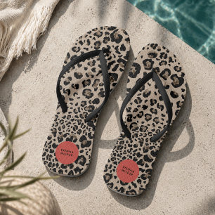 Luipaardprint teenslippers   Stijlvolle strandsand