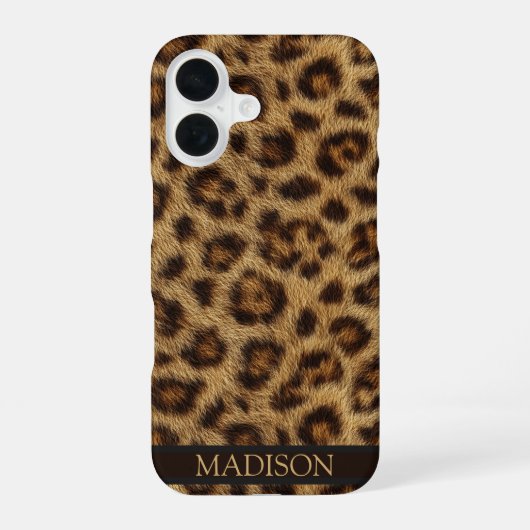 Luipaardprint telefoonhoesje Aangepaste naam iPhone 16 Hoesje (Achterkant)