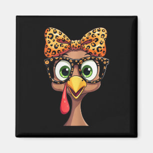 Luipaardprint Thanksgiving kalkoengesicht glazen Magneet