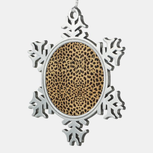 Luipaardprint Tin Sneeuwvlok Ornament (Rechts)