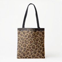 Luipaardprint Tote met Aangepaste Naam