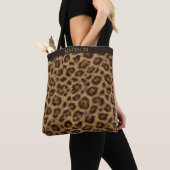 Luipaardprint Tote met Aangepaste Naam Bag (Dichtbij)