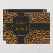Luipaardprint Uitnodiging Sjabloon Feestje (Voorkant / Achterkant)