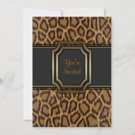 Luipaardprint uitnodiging template voor feestje (Voorkant)