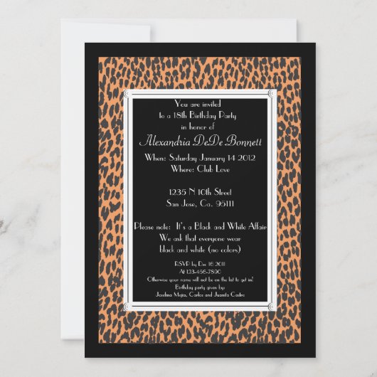Luipaardprint uitnodigingen (Achterkant)