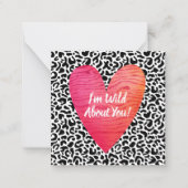 Luipaardprint Valentijnsdag Kinderen Vierkant Notitiekaartje (Voorkant)