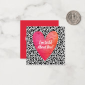 Luipaardprint Valentijnsdag Kinderen Vierkant Notitiekaartje (Voorkant / Achterkant in situ)