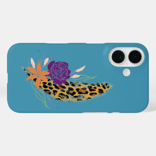 Luipaardprint, veren & bloemen Case-Mate iPhone case (Achterkant (horizontaal))
