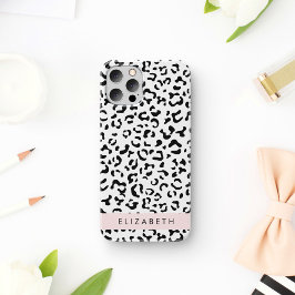 Luipaardprint, Vlekken, Zwart En Wit, Uw Naam iPhone 16 Hoesje